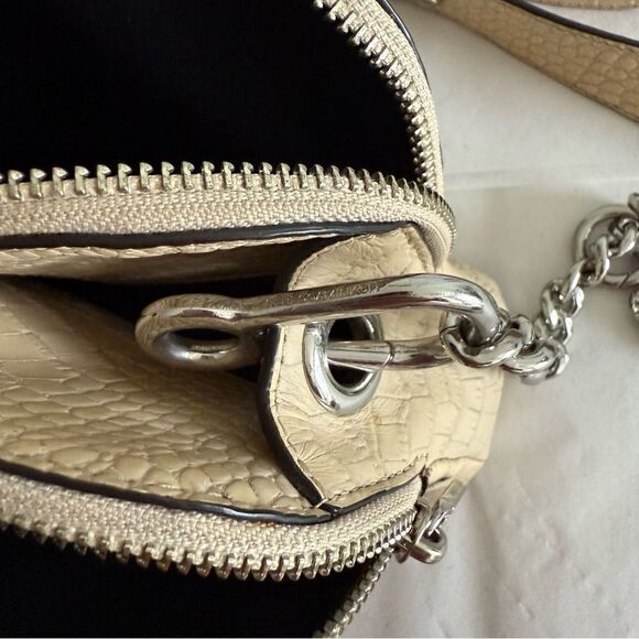 Rebecca Minkoff Beige Embossed Croc Crossbody Handbag with Silver Tone Hardware - Picture 7 of 14